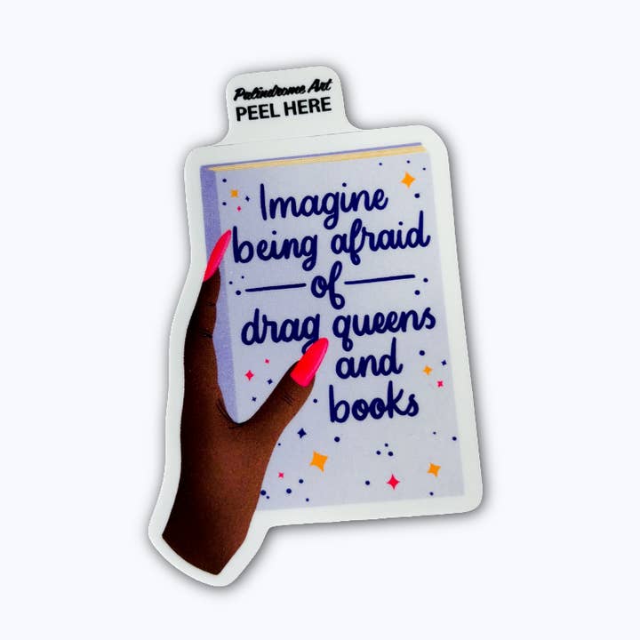Drag Queens and Books Vinyl Sticker for wholesale by Palindrome Art