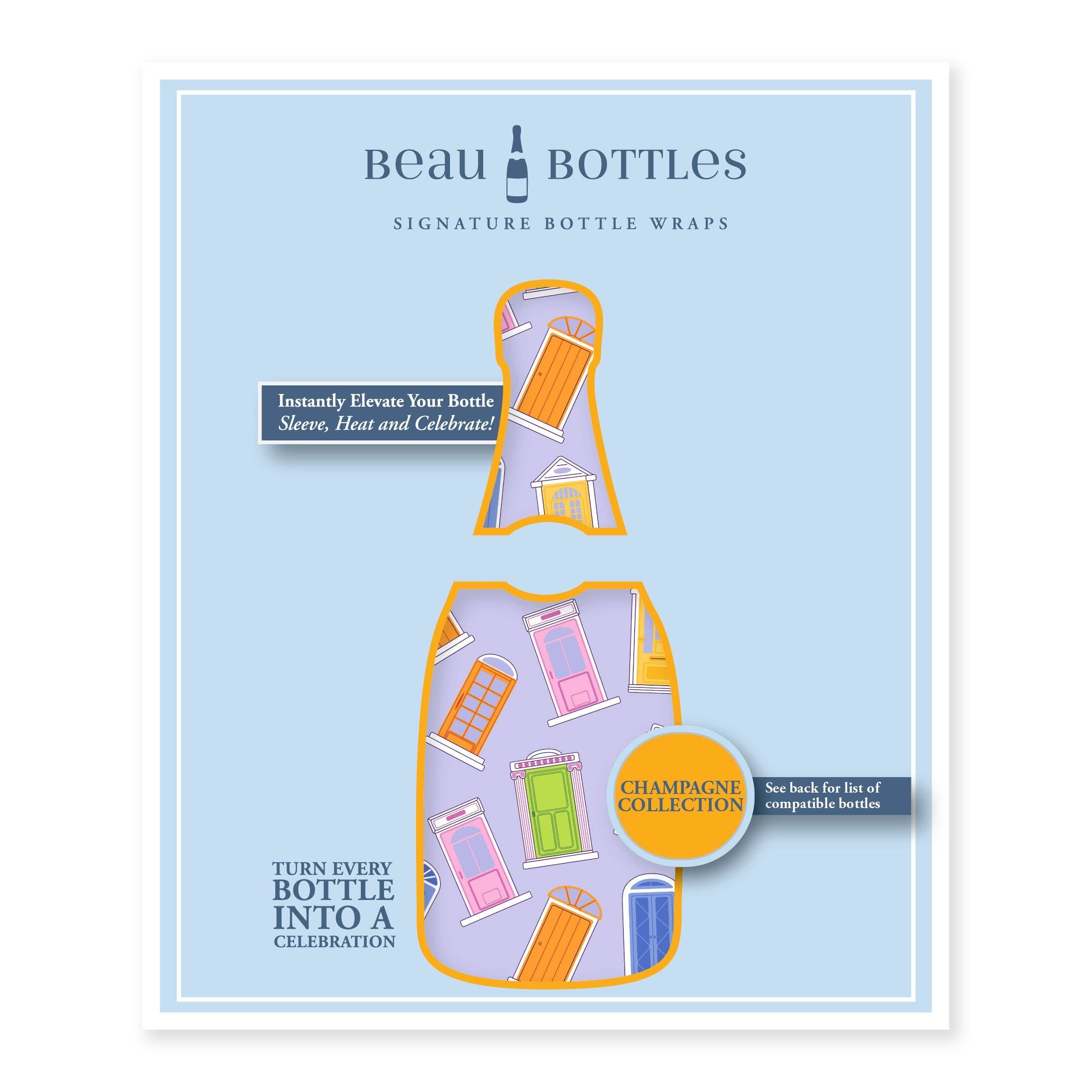 Beau Bottles - Vente Pochette cadeau pour bouteille de vin - Beau Bottles Portes de Notting Hill - Collection de Champagne5