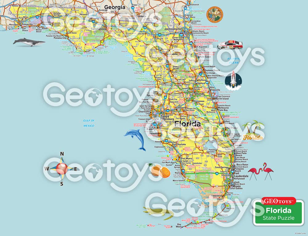 Geotoys - Wholesale Puzzle - Adult - Geotoys 100 Piece Magnetic Puzzle - Florida1