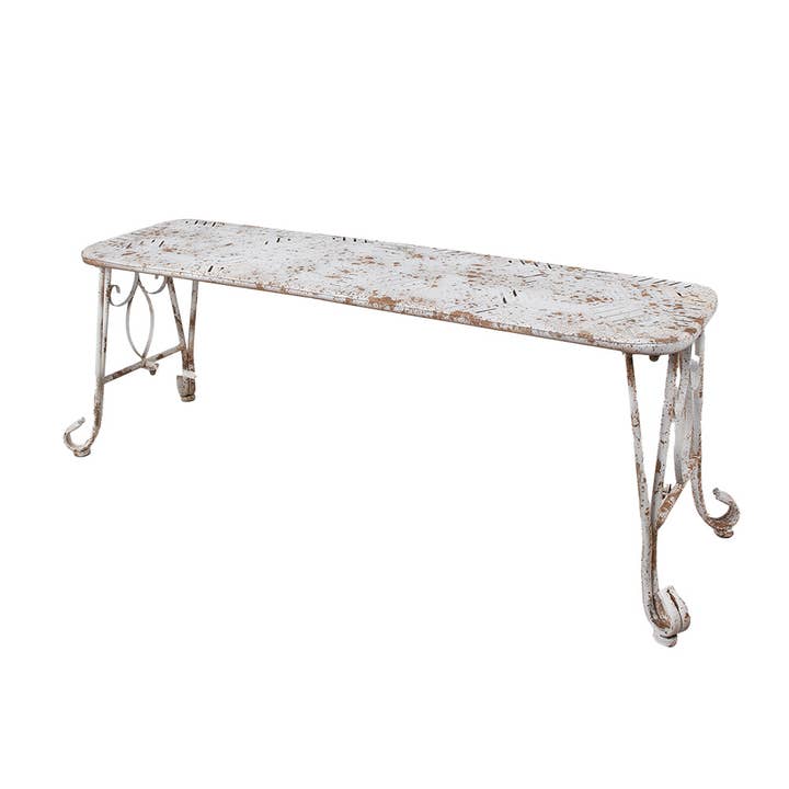 5Y1235 Garden Bench 117x37x42 cm White Brown Iron for wholesale by Clayre & Eef