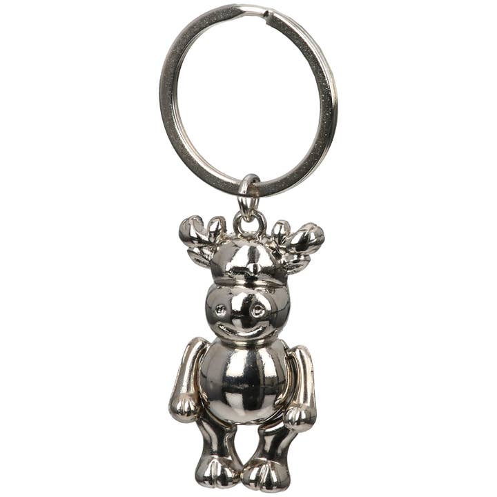Keychain Deer Hans silver-colored H. 8 cm, PU 12 for wholesale by Gilde Handwerk Macrander GmbH & Co. KG