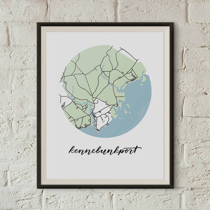 Kennebunkport, Maine Map Print for wholesale by Sophie Kaplan
