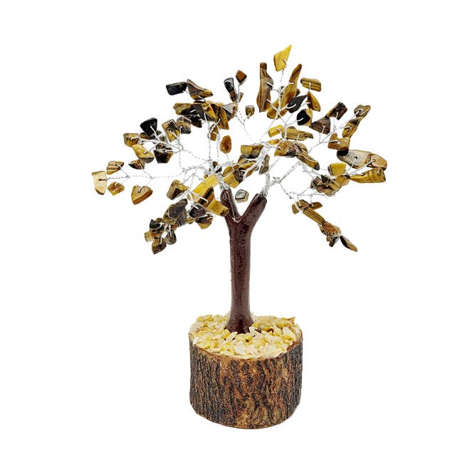 Tree of Happiness Tijgeroog 100 stenen 18 cm voor wholesale door Artisans de Madagascar