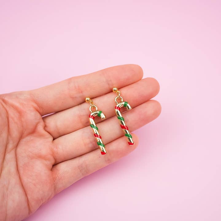 Mini Story Co - Wholesale Dangle Earrings - Christmas Candy Cane Dangle Earrings4