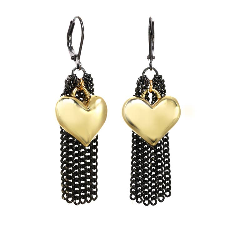 Boucles d'oreilles à franges coeur pour la vente par Rachel Reinhardt