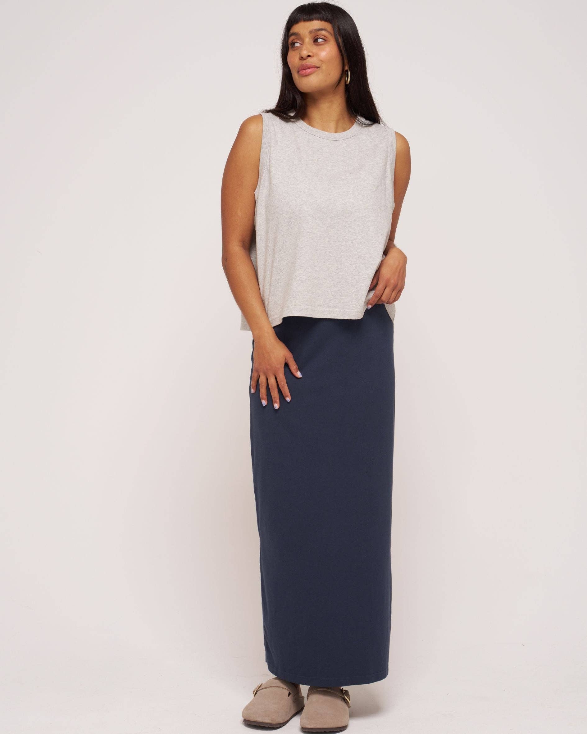 Ivy - Wholesale Skirt - Women's - Claire Organic Cotton Navy Skirt1