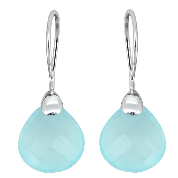 925 Sterling Silver Aqua Chalcedony Gemstones Earring for wholesale by Tiramisu