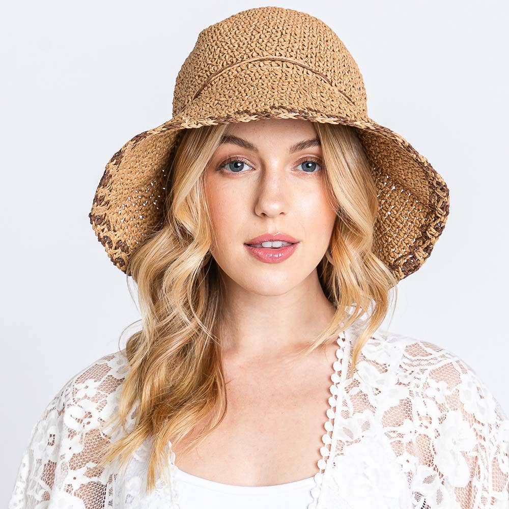 Sensibling Corp. - Wholesale Bucket Hat - Women's - Edge Detailed Straw Bucket Hat3