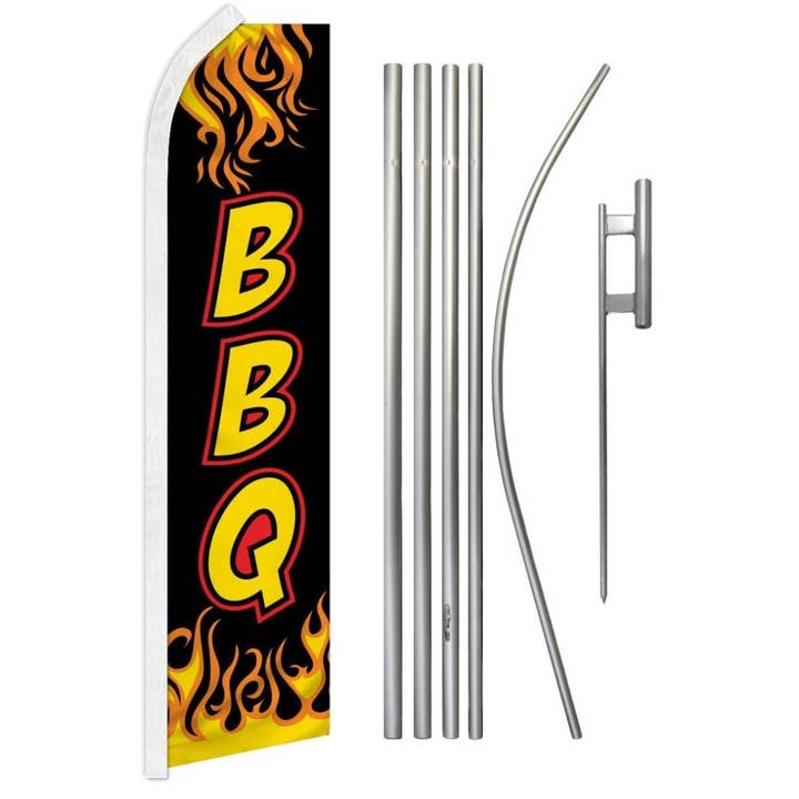 Kit de Bandeira e Mastro Super BBQ (Preto) por atacado de Flags Importer