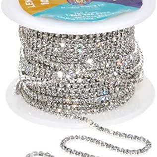 Mandala Crafts - Wholesale Craft Supplies - Mandala Crafts Rhinestone Cup Chain Trim Roll for Jewelry Making, Glass Crystal Glam Decor, Simulated Diamond Bling Wraps, Veils, Cakes
