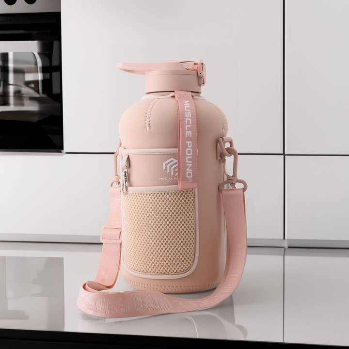 MUSCLE POUND - Wholesale Water Bottle - Half Gallon Bottle with Sleeve & Straps - Hydration Jug14