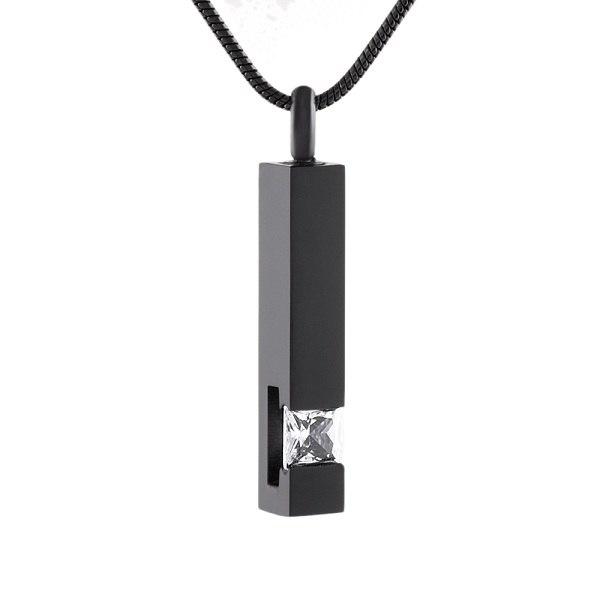 Cherished Emblems – wholesale Pendant/charm necklace – Black Cremation Urn Necklace Column With Gemstone10