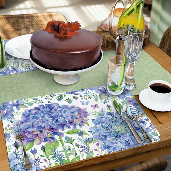 CounterArt/Highland Home/Thirstystone/CoasterStone - Wholesale Placemat - Beautiful Hydrangea Reversible Rectangular Plastic Placemat