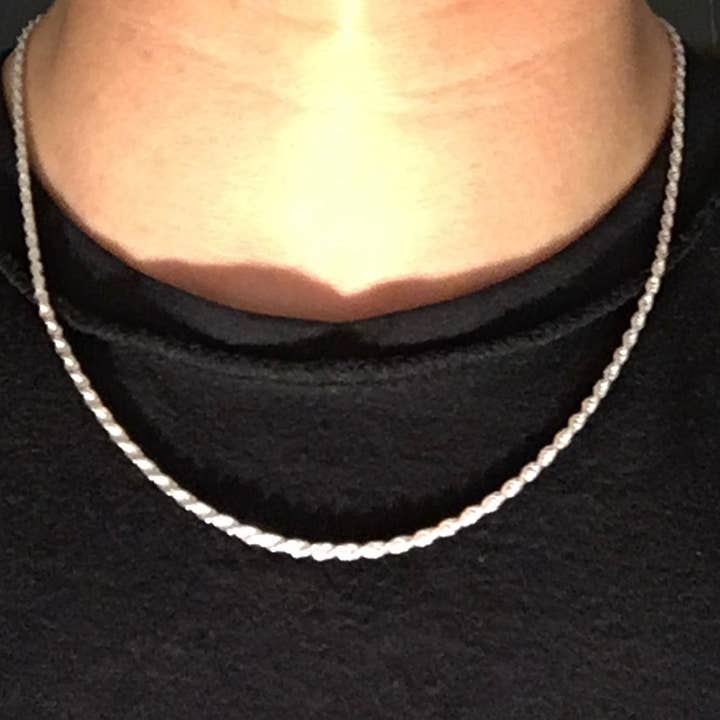 Real Solid Silver Chain Rope Chain 20in 2mm Sterling Silver 925 Italy for wholesale by Toppointbling