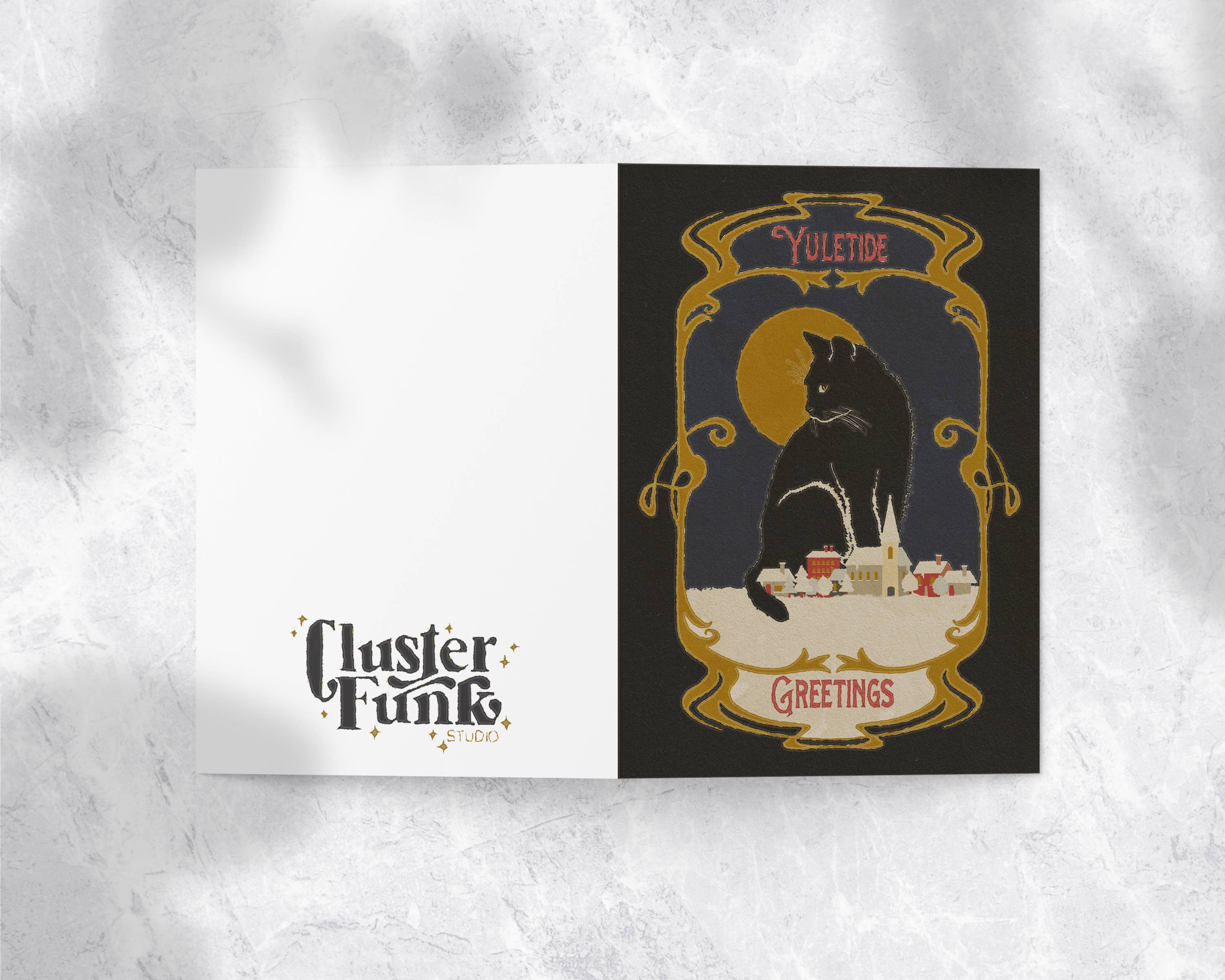 Cluster Funk Studio - Wholesale Christmas Card - Yule Cat Christmas Card1