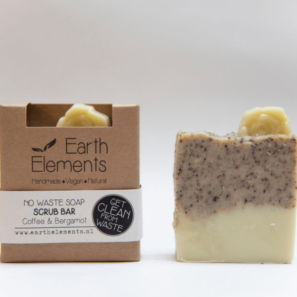 Earth Elements - Vente Pains de savon - Scrub Savon Bar Café Bergamote - Fabriqué avec des déchets de café1