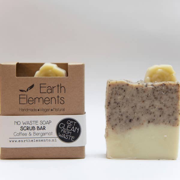 Earth Elements - Vente Pains de savon - Scrub Savon Bar Café Bergamote - Fabriqué avec des déchets de café1