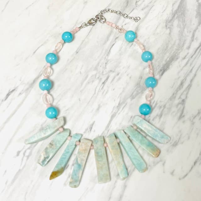Anita K By Blushing Pink - Wholesale Beaded/Pearl Necklace - Amazonite, Jade, RQ. Czech Bead Necklace0