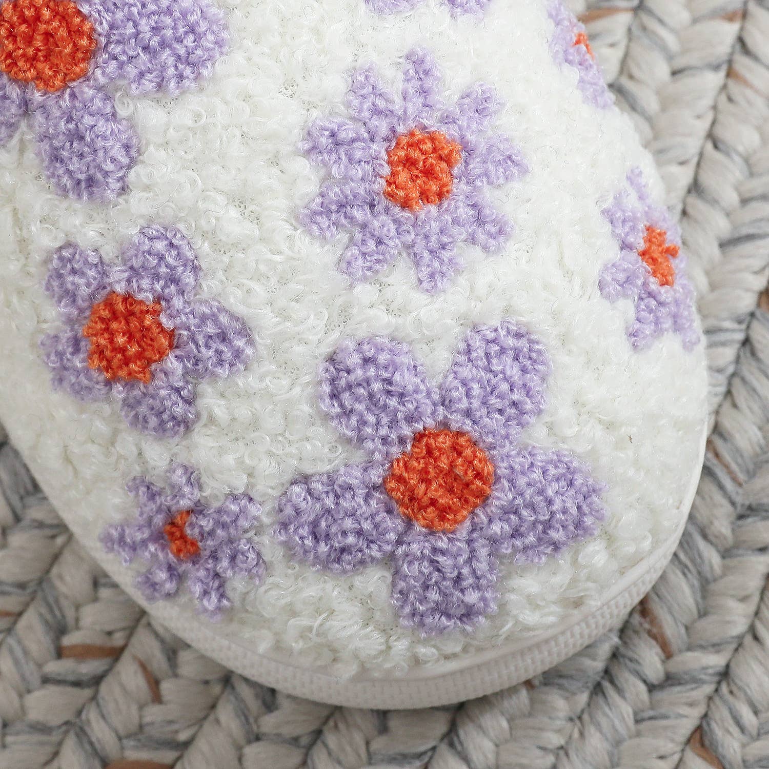White  Lavender Lilacs Knit Plush Home Slippers  for wholesale on Faire6