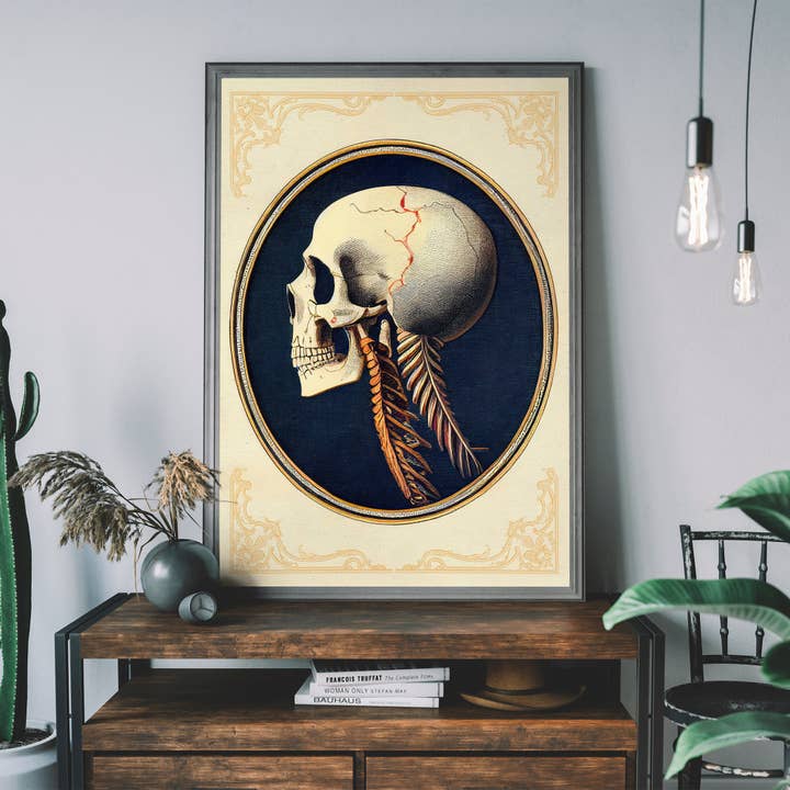 Vintage Skull Medical Diagram Side View Print for wholesale by Ink & Drop