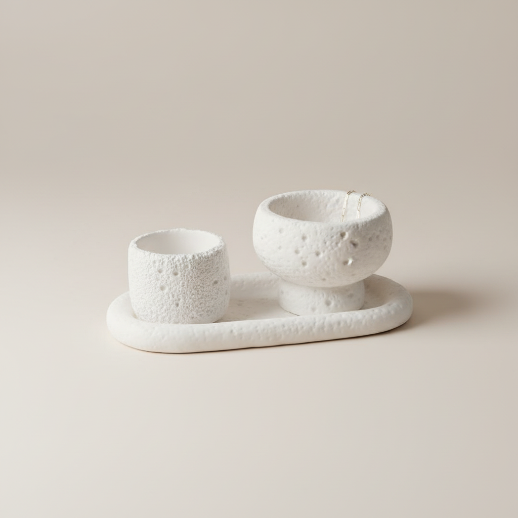 kanara Oud - Wholesale Decorative Plate/Dish/Bowl - Handgemaakte Jesmonite Decoratie Set - Nordic Stone Set2