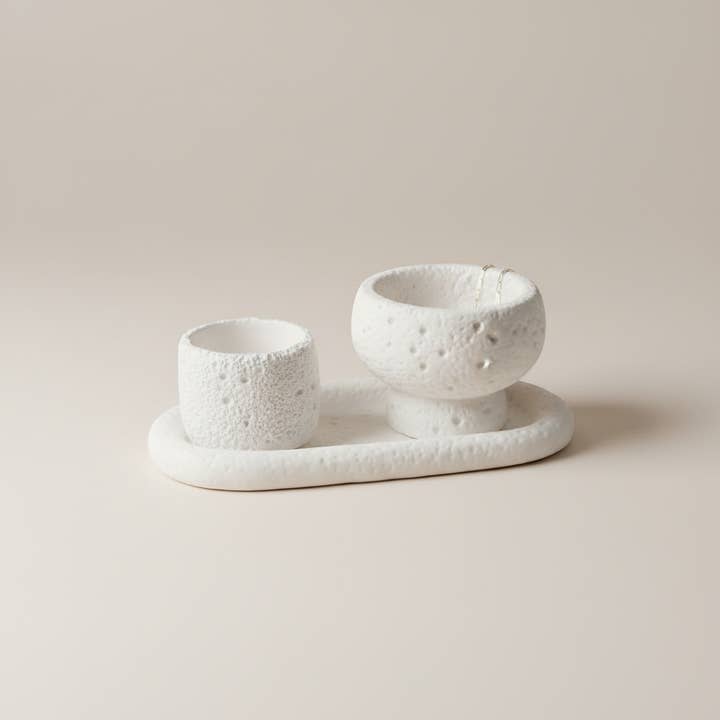 kanara Oud - Wholesale Decorative Plate/Dish/Bowl - Handgemaakte Jesmonite Decoratie Set - Nordic Stone Set2