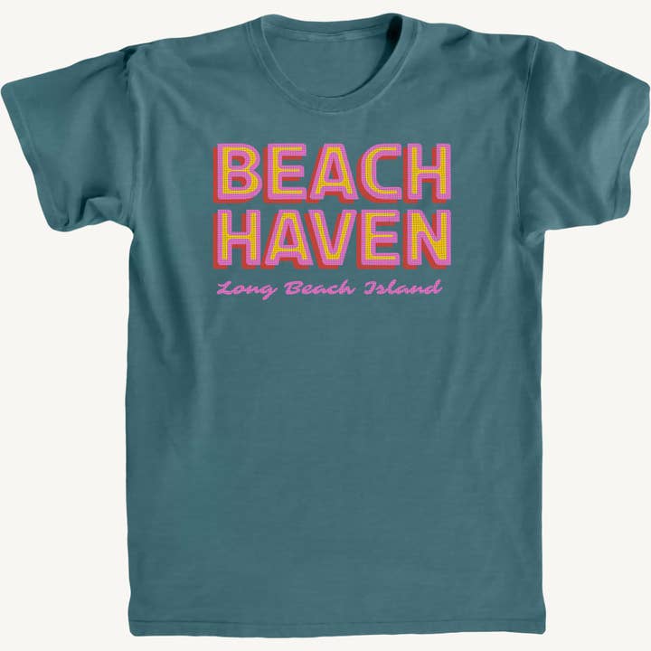 T-shirt premium texte pop art Beach Haven pour la vente par Salt Water Colours