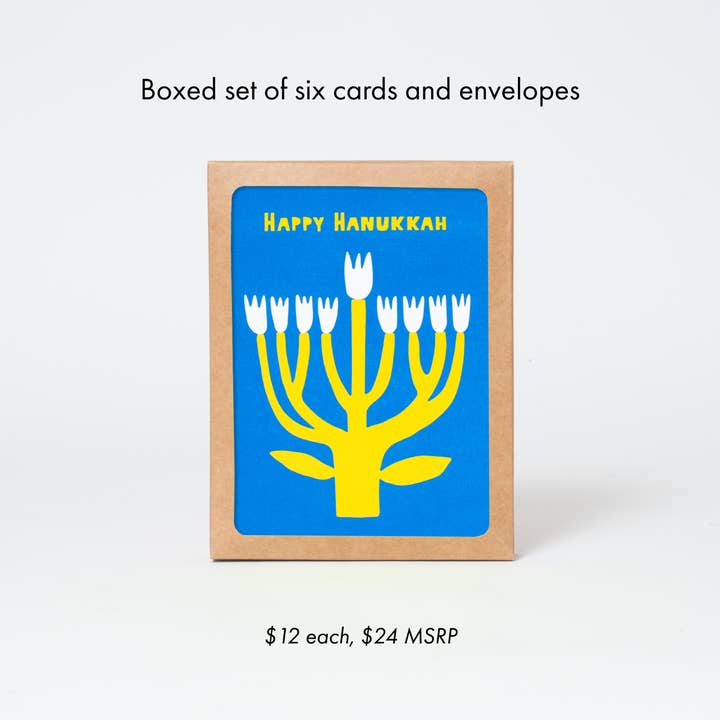 Egg Press Manufacturing - Wholesale Hanukkah Card - Hanukkah Flower Menorah Greeting Card by Suzy Ultman1