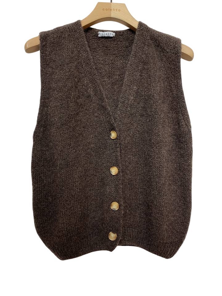 LINEN & COTTON HOUSE - Wholesale Sweater Vest - Women's - Sleeveless sweater with buttons 507137