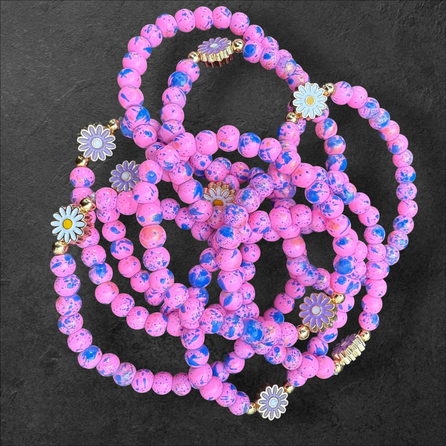 Loli - Wholesale Beaded Bracelet - Kids - Kids Beaded Flower Charm Bracelet – Assorted Colors2