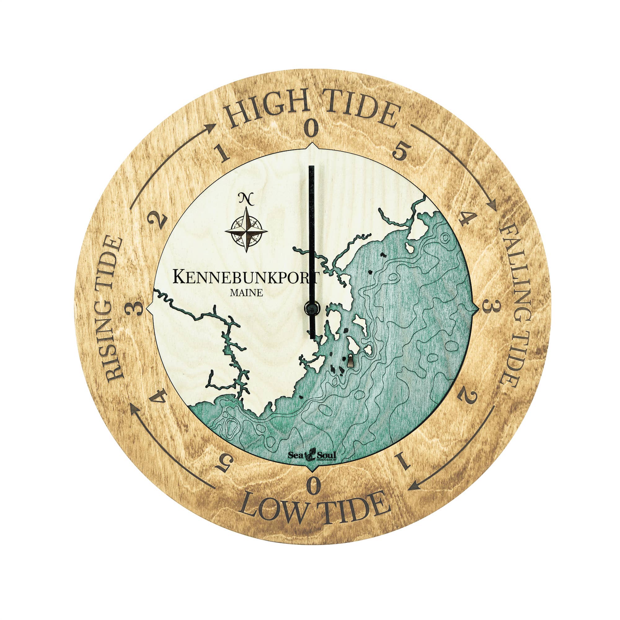 Sea & Soul Nautical Chart Art - Vente Horloges murales - Carte de profondeur d'eau de la côte du Maine8