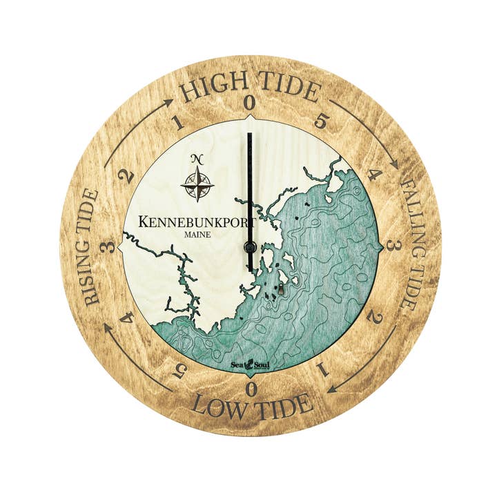 Sea & Soul Nautical Chart Art - Vente Horloges murales - Carte de profondeur d'eau de la côte du Maine8