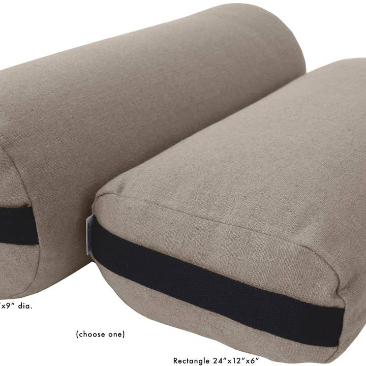 Bean Products - Wholesale Lumbar Pillow - Hemp Yoga Bolster Rectangle Round Pranayama - Professional Studio Quality