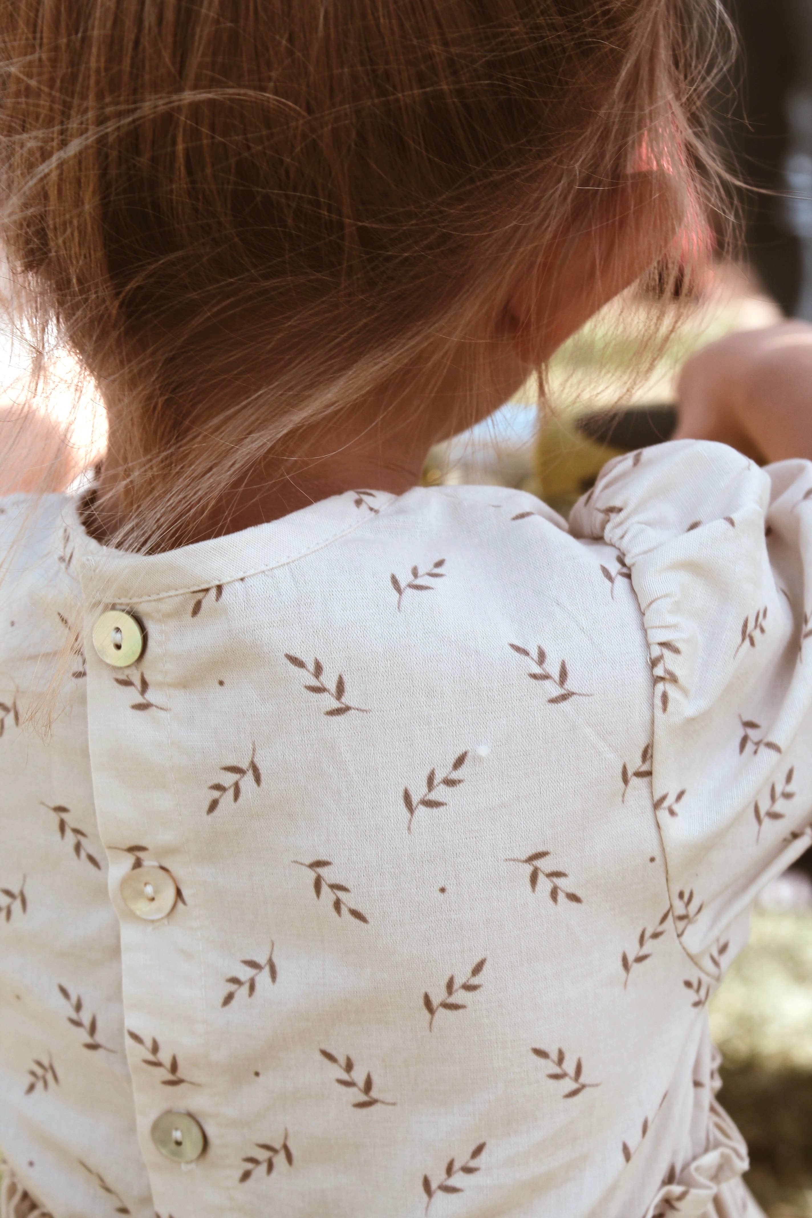 Eli & Nev (we cover U.S. import duties) - Vente Robe – bébé - Robe d'été fleurie pour petite fille beige 100% coton OEKO-TEX11