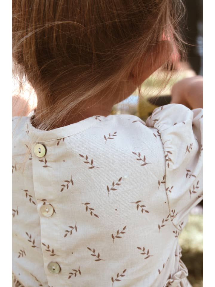 Eli & Nev (we cover U.S. import duties) - Vente Robe – bébé - Robe d'été fleurie pour petite fille beige 100% coton OEKO-TEX11