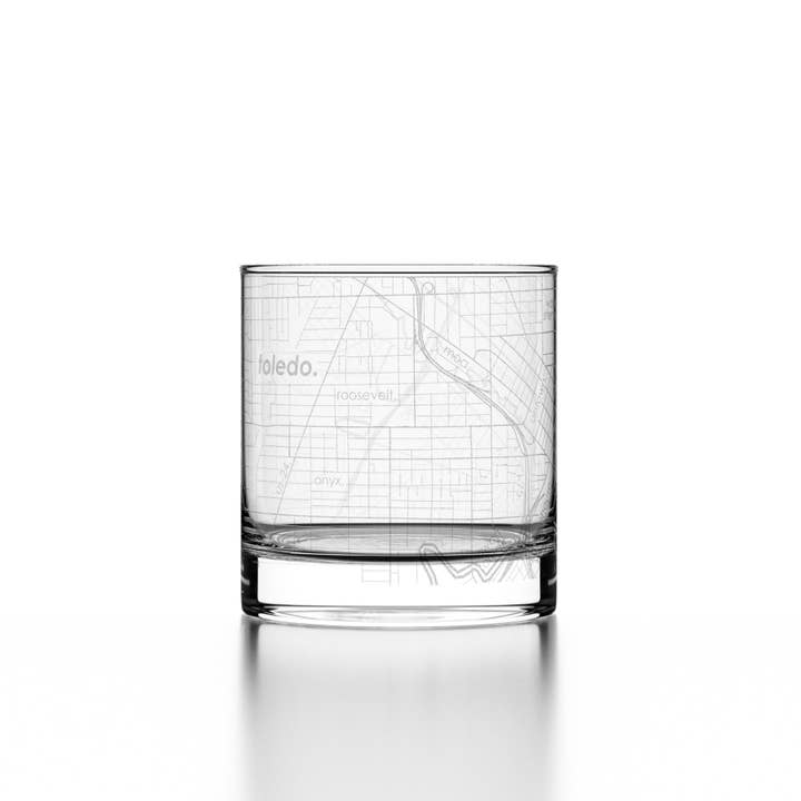 Well Told - Wholesale Cocktail/Liquor Glass - Toledo OH Map Rocks Whiskey Glass