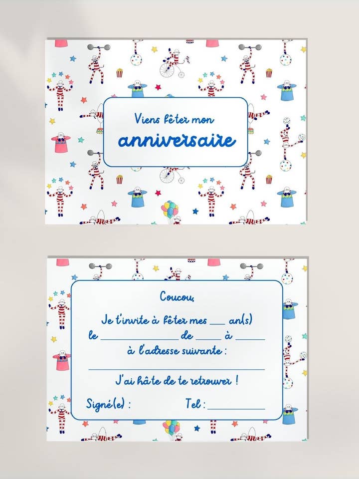 Verjaardagsuitnodigingspakket (8 kaarten+enveloppen) voor wholesale door Monsieur Chaussette