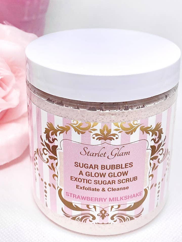 Strawberry Milkshake Sugar Scrub for wholesale by Starlet Glam Bath & Body