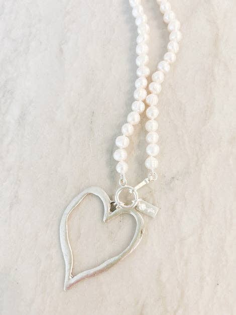 Chunky sølvhjerte halskæde for engroshandel hos Pearly Girls, LLC