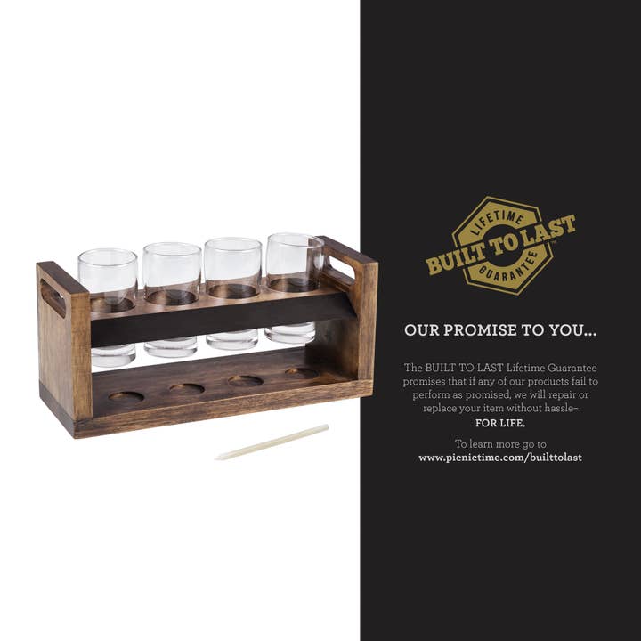 Acacia Wood Craft Beer Flight - Beverage Sampler Glass Gift Set for wholesale on Faire11