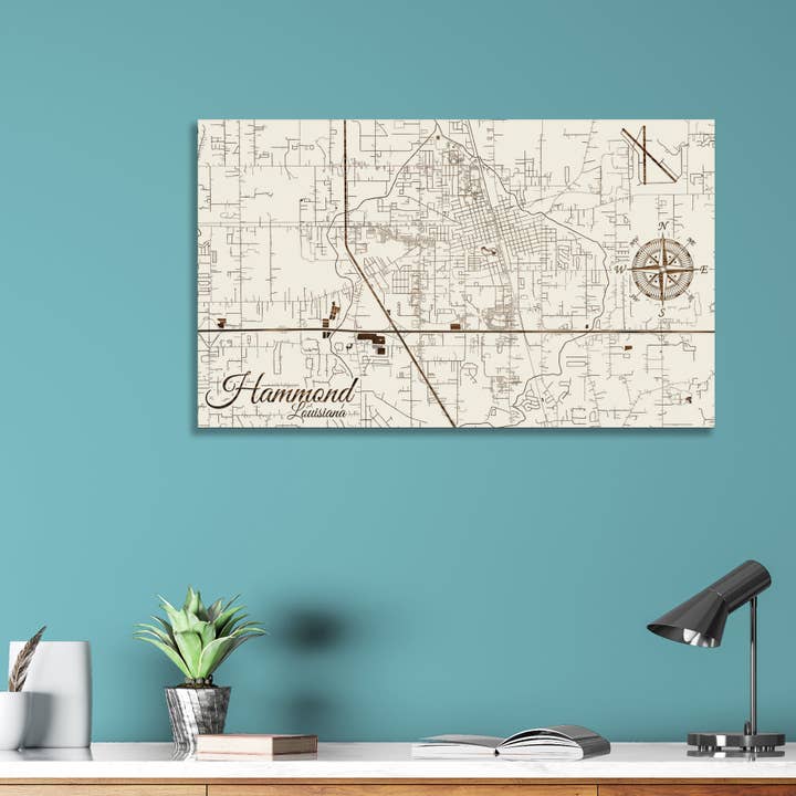 Louisiana: Hammond Street Map for wholesale by Fire & Pine