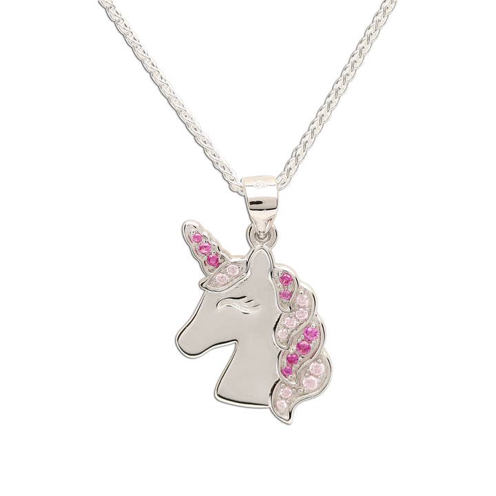 Sterling Silver Girls Pink Unicorn Necklace for Kids for wholesale by Cherished Moments