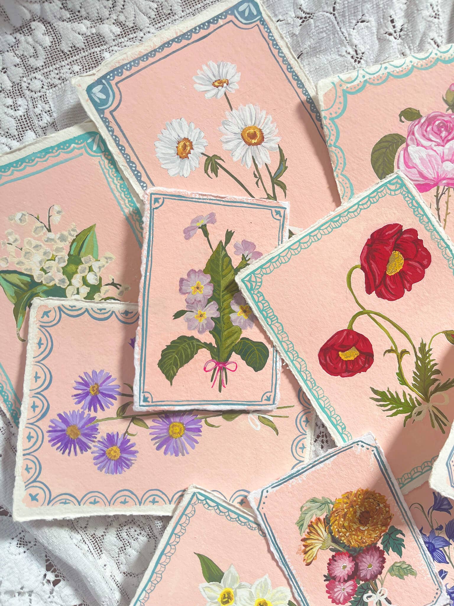 glad you're here co - Wholesale Painting/Drawing - Original September Birth Month Flower – Aster Flower Painting on Handmade Paper – Vintage Botanical Artwork for Elegance & Valor6