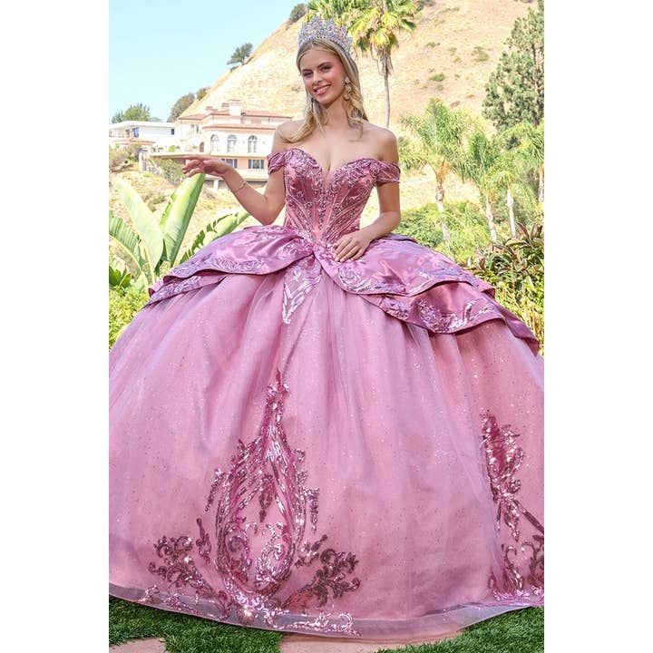 Layered Overskirt A Line Quince Ball Gown for wholesale by Babyfox Apparel