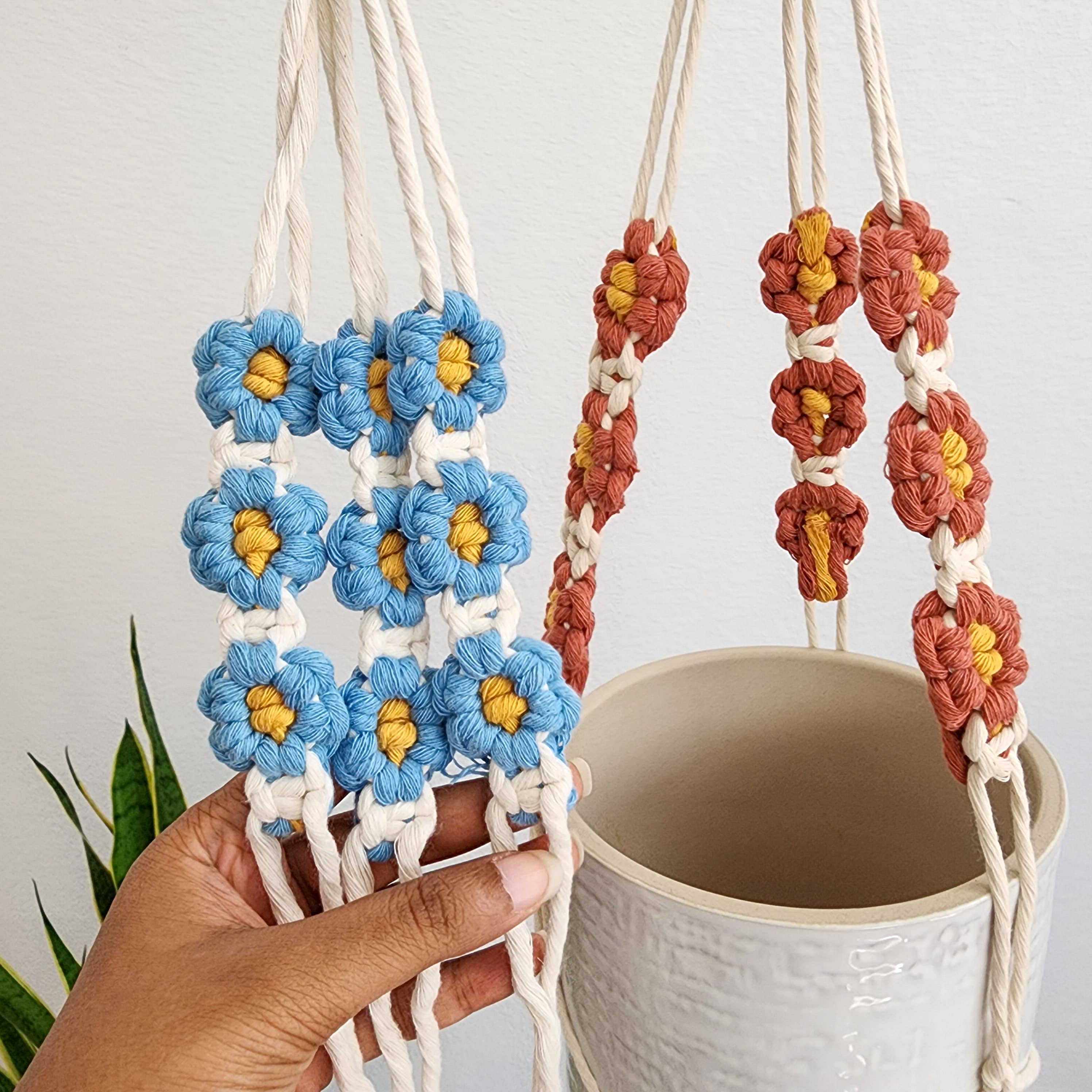 Handmade By Uruba - Wholesale Hanging Planter - Floral Daisy Plant Hanger, Handmade Macrame Plant Accessory9
