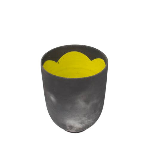 Raku Ceramic Vase Black/Yellow - Made in Italy for wholesale by LABORATORIO CERAMICA ARTISTICA DI CATERINA PORCU