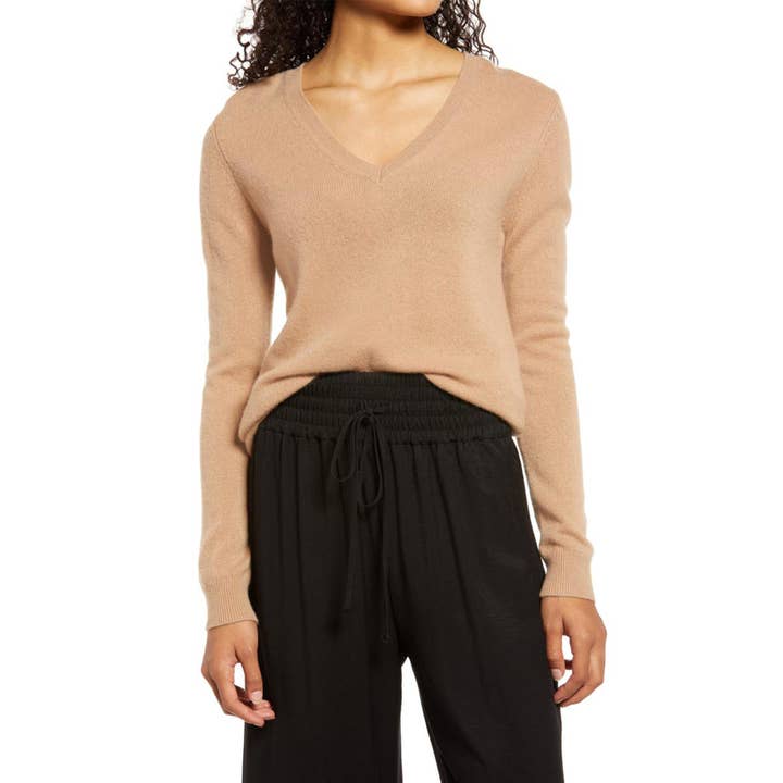 Essential V-Neck Cashmere Sweater for wholesale by Khangri Textiles