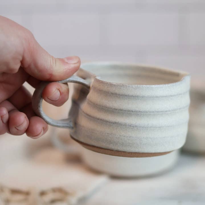Gravesco Pottery - Wholesale Drinking Glass/Cup - Handmade Heart-Shaped Latte Mug in Cream5