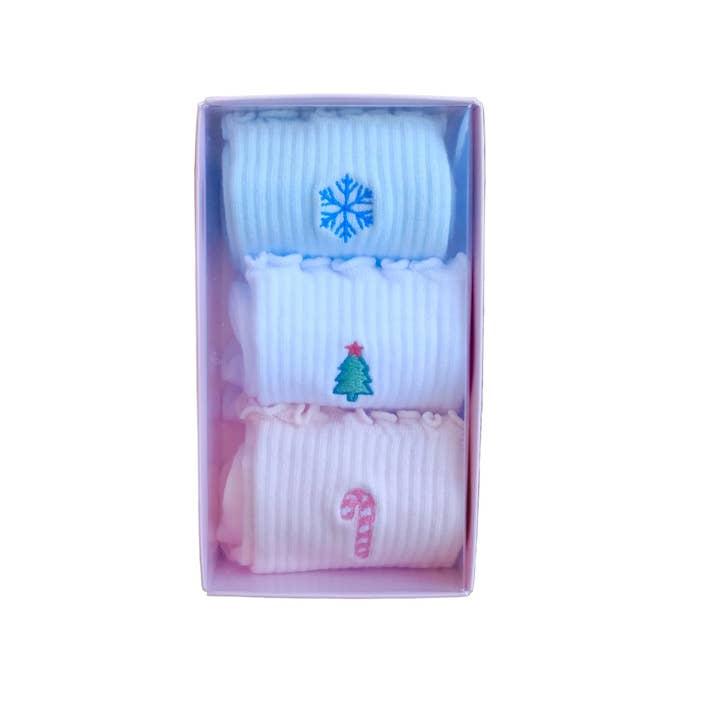 Holiday Ruffle Sock Set - 3 Pairs of Socks for wholesale by Carly Rae Studio