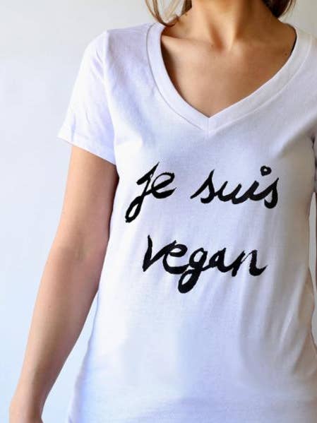 Je Suis Vegan T-shirt med v-hals til kvinder for engroshandel hos Vegan Club